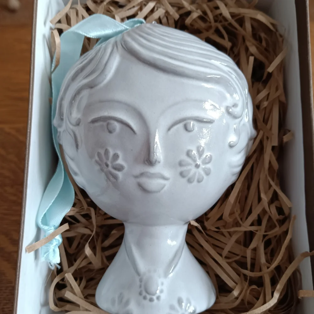 Jonathan Adler Gray Ceramic Face Ornaments